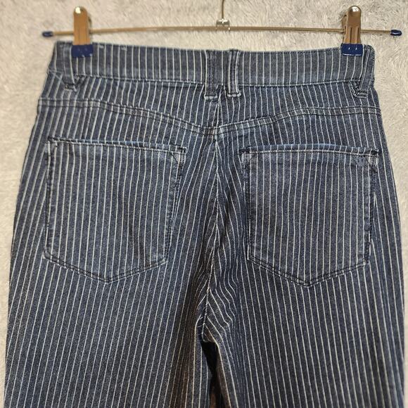 Blue Pinstripe Wit & Wisdom Skyhigh Flare Leg Jeans Size 4 - Picture 3 of 7